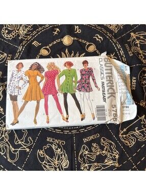 Vintage 90s Butterick Pattern 5786 Uncut Dress Fit Flare Skirt Leggings 6 8 10